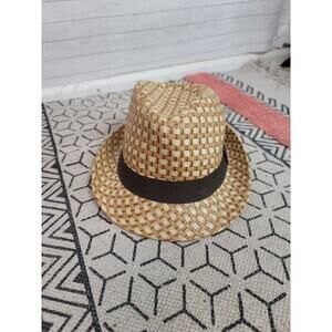 LONE STAR HATS PAPER STRAW FEDORA HAT w BLACK RIBBON HAT BAND